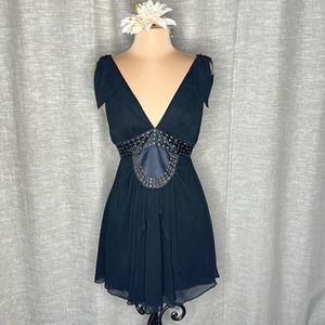 BCBG Black Tank Dress With Brass Detail sz8